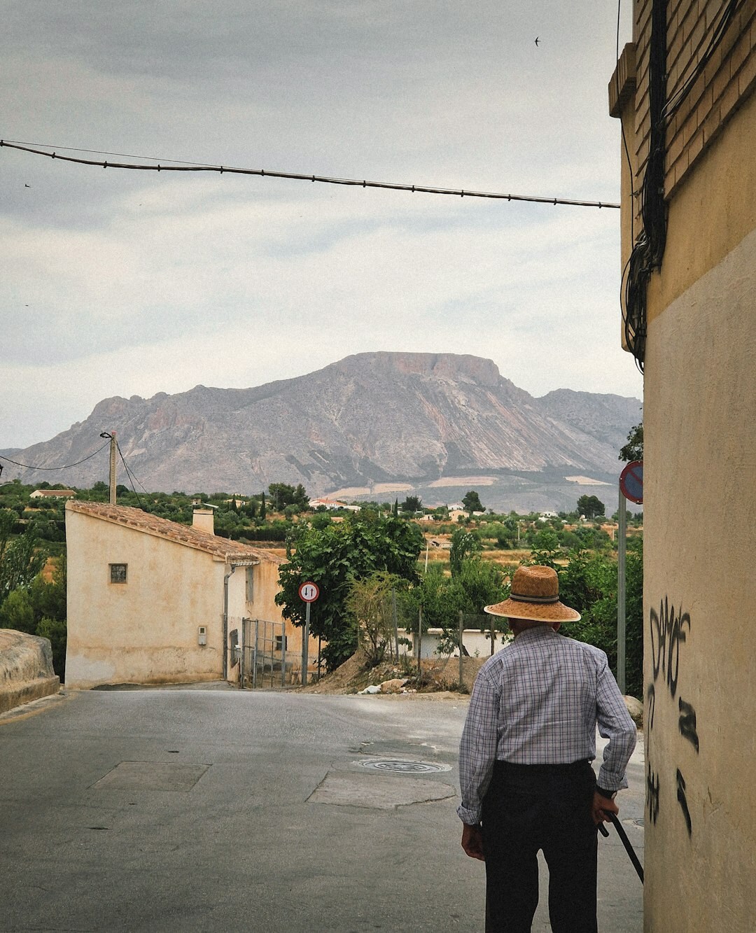 senior man painting landscape