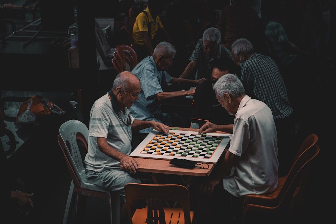 seniors playing board games
