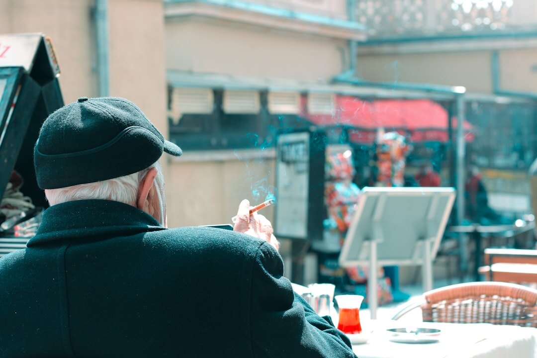 elderly man using computer