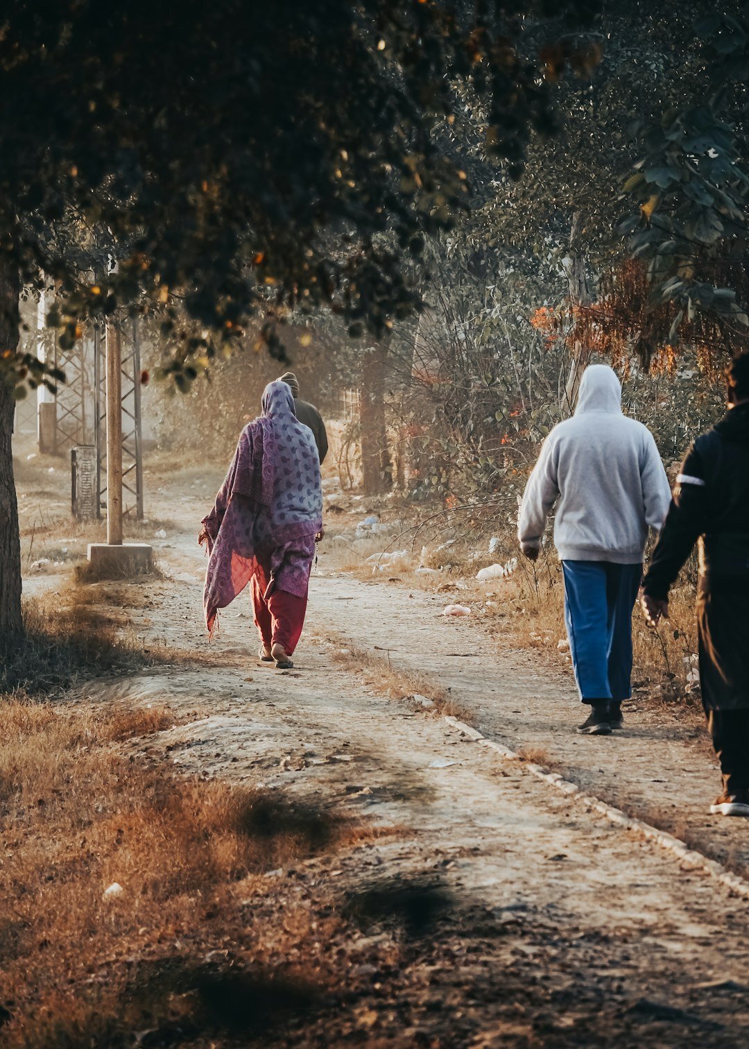 elderly people walking in park